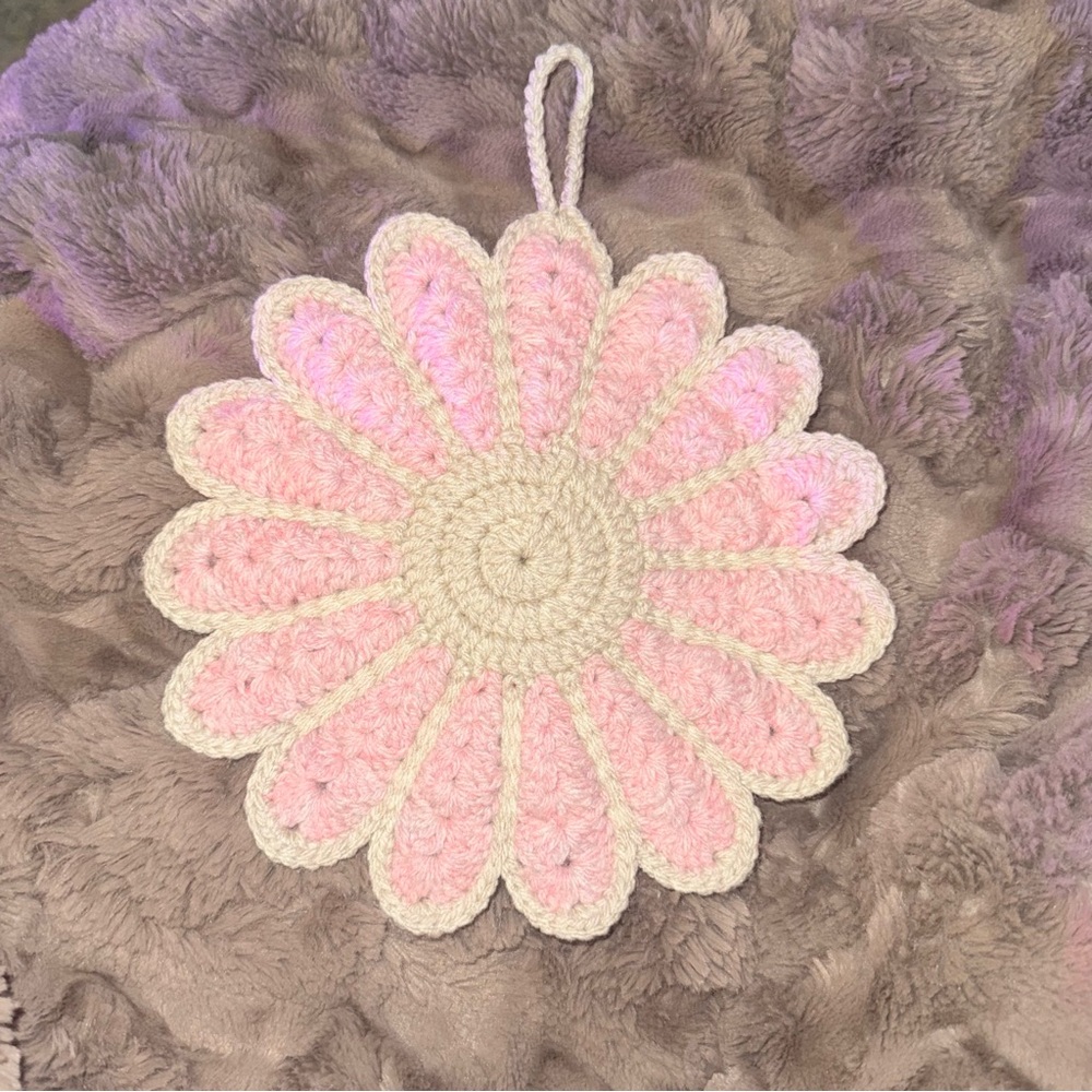 Pink and Cream Flower Kitchen Linens Potholder
